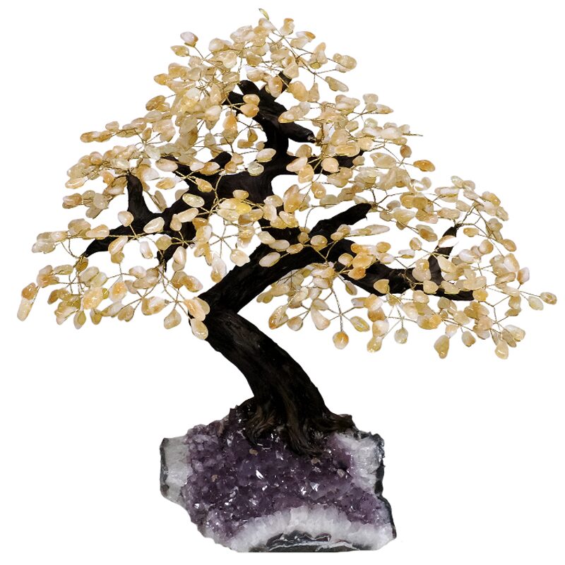 10kg Citrine Gemstone Bonsai Tree on Amethyst Cluster 108 Branches T3292 3 Citrine Gemstone Bonsai Tree on Amethyst Cluster 108 Branches T3292 | Crystal Factory