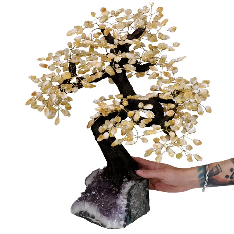 10kg Citrine Gemstone Bonsai Tree on Amethyst Cluster 108 Branches T3292 4 Citrine Gemstone Bonsai Tree on Amethyst Cluster 108 Branches T3292 | Crystal Factory