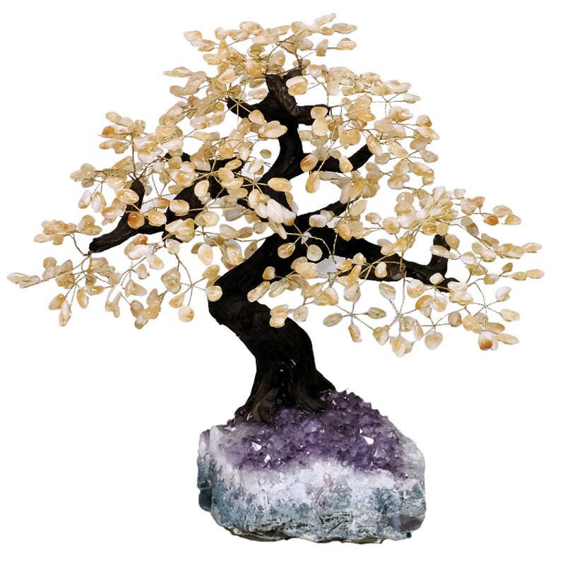 12.5kg Citrine Gemstone Bonsai Tree on Amethyst Cluster 108 Branches T3294 2 Citrine Gemstone Bonsai Tree on Amethyst Cluster 108 Branches T3294 | Crystal Factory