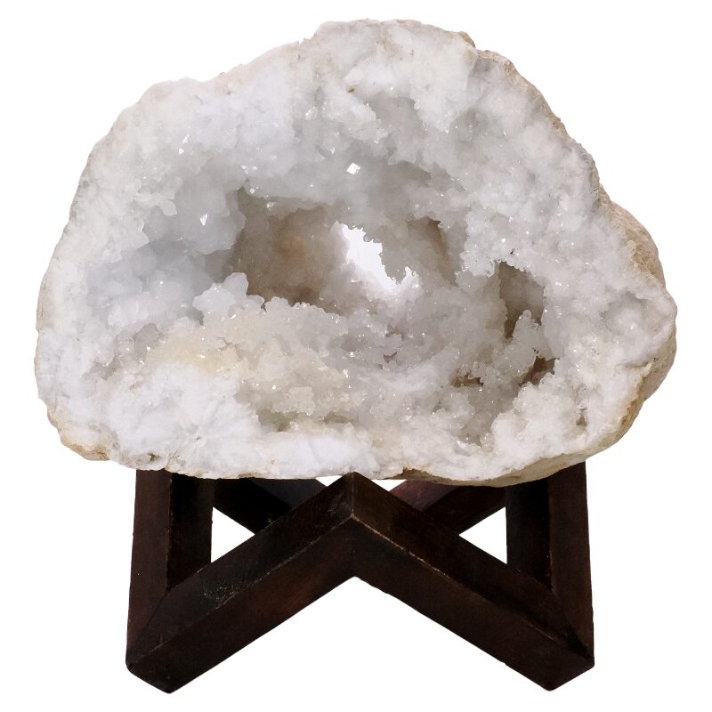 4.5kg Calcite Geode Pair on Timber Stand 12cm S1762 3 Calcite Geode on Timber Stand 12cm S1762 | Crystal Factory