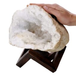 4.5kg Calcite Geode Pair on Timber Stand 12cm S1762 6 Calcite Geode on Timber Stand 12cm S1762 | Crystal Factory