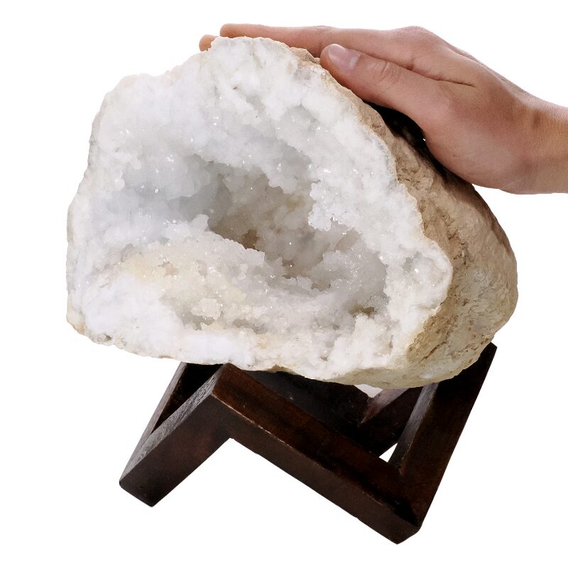 4.5kg Calcite Geode Pair on Timber Stand 12cm S1762 4 Calcite Geode on Timber Stand 12cm S1762 | Crystal Factory