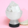 Selenite Fire Bowl Lamp Marble Base – Energy Efficient | Crystal Factory