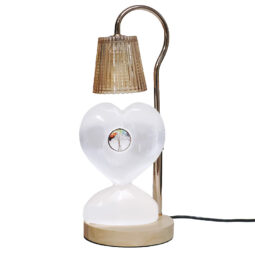 Selenite Tree of Life Heart Stand With Hanging Shade Bedside Lamp | Crystal Factory