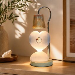 Selenite Tree of Life Heart Stand With Hanging Shade Bedside Lamp | Crystal Factory
