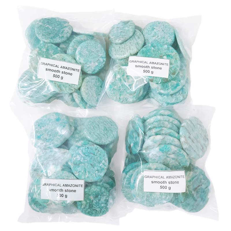 Madagascar Graphical Amazonite Smooth Stones 500g Parcel 9 Madagascar Graphical Amazonite Smooth Stones 500g Parcel | Crystal Factory
