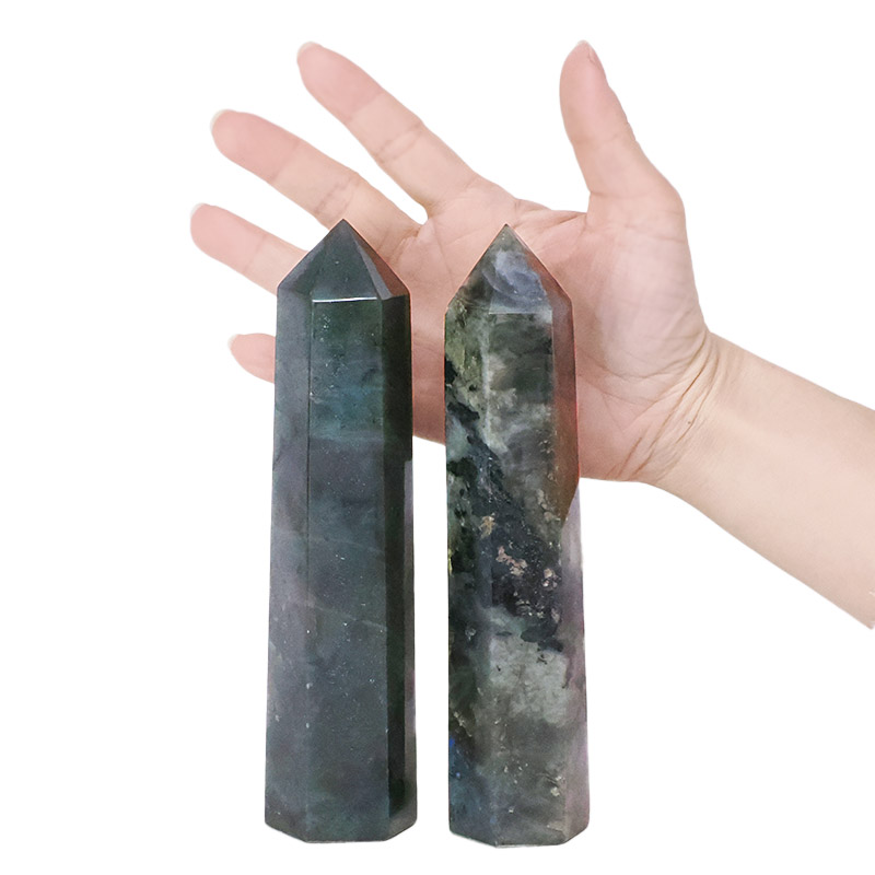 1.0kg Madagascar Labradorite Terminated Point Set 2 Pieces R739 4 Madagascar Labradorite Terminated Point Set 2 Pieces R739 | Crystal Factory