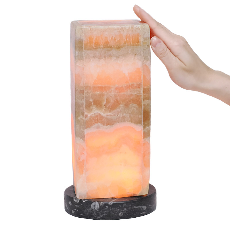 Natural Banded Onyx Rectangle Lamp on Orthoceras Base 5 Natural Banded Onyx Rectangle Lamp on Orthoceras Base | Crystal Factory