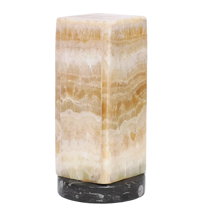 Natural Banded Onyx Rectangle Lamp on Orthoceras Base 4 Natural Banded Onyx Rectangle Lamp on Orthoceras Base | Crystal Factory