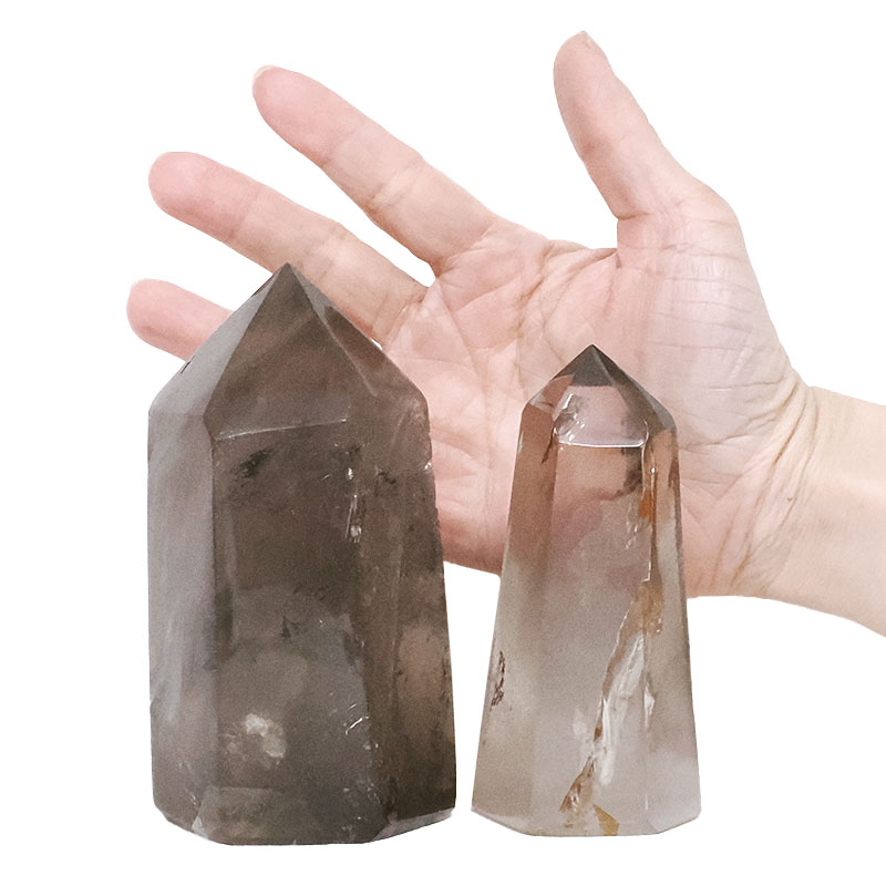 0.97kg Smoky Quartz Terminated Point Set 2 Pieces R710 4 Smoky Quartz Terminated Point Set 2 Pieces R710 | Crystal Factory