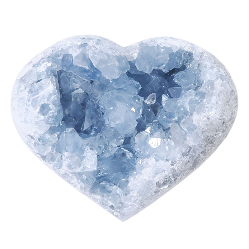 Celestite Druze Cluster Heart 10cm 2 Celestite Druze Cluster Heart 10cm | Crystal Factory