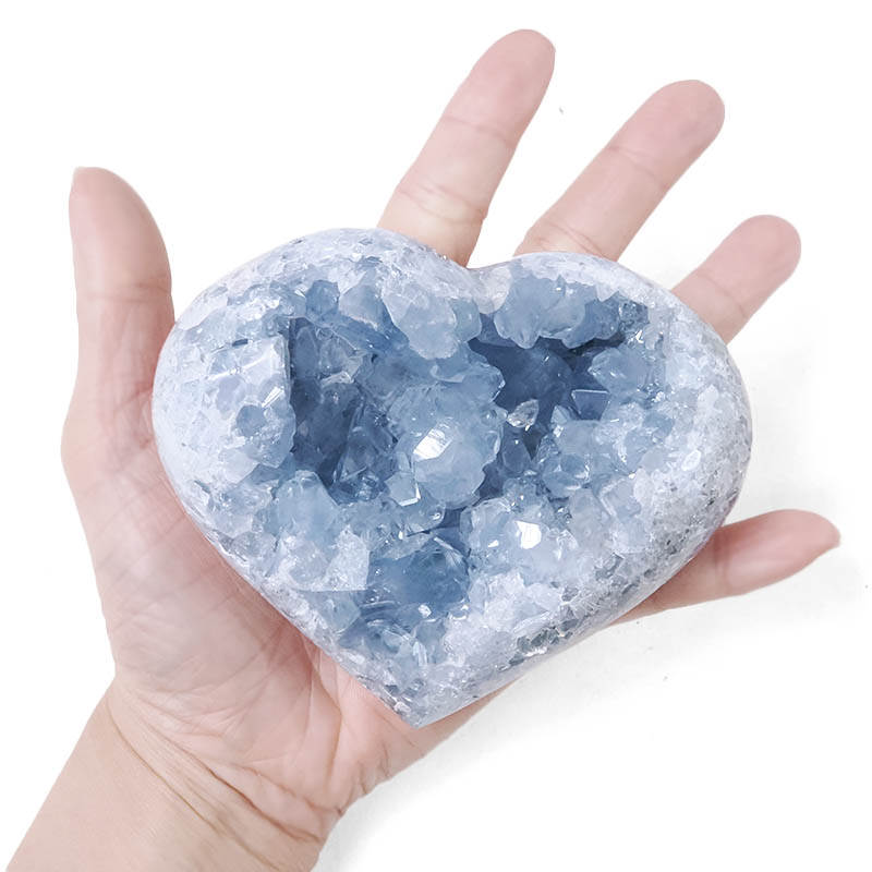 Celestite Druze Cluster Heart 10cm 5 Celestite Druze Cluster Heart 10cm | Crystal Factory