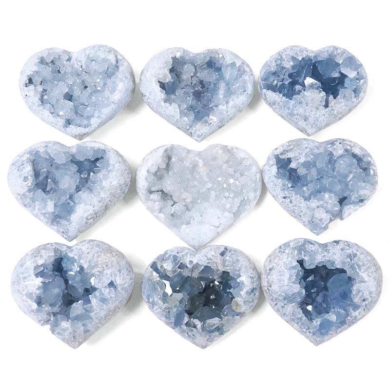 Celestite Druze Cluster Heart 10cm 3 Celestite Druze Cluster Heart 10cm | Crystal Factory