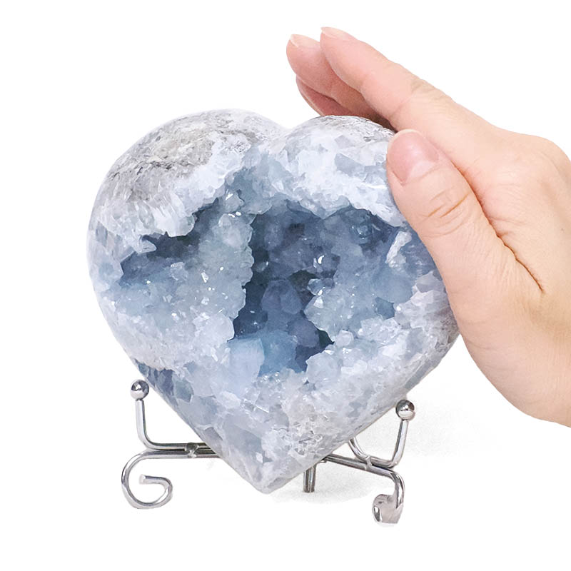 1.27kg Celestite Druze Cluster Heart T3319 4 Celestite Druze Cluster Heart T3319 | Crystal Factory