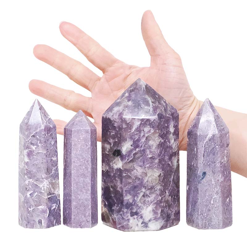 1.32kg Madagascar Lepidolite Terminated Point Set 4 Pieces R753 4 Madagascar Lepidolite Terminated Point Set 4 Pieces R753 | Crystal Factory