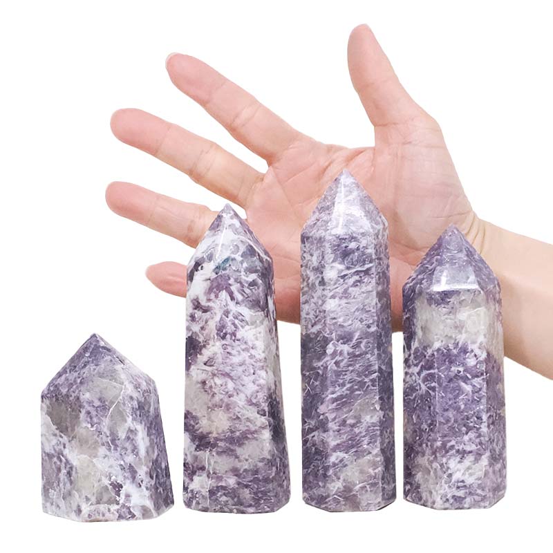 1.17kg Madagascar Lepidolite Terminated Point Set 4 Pieces R759 4 Madagascar Lepidolite Terminated Point Set 4 Pieces R759 | Crystal Factory