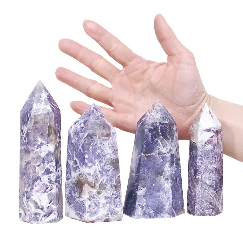 1.38kg Madagascar Lepidolite Terminated Point Set 4 Pieces R764 4 Madagascar Lepidolite Terminated Point Set 4 Pieces R764 | Crystal Factory
