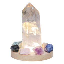 Clear Quartz Power Generator Package on 15cm LED Light Base P2252 | Crystal Factory