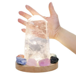 Clear Quartz Power Generator Package on 15cm LED Light Base P2253 | Crystal Factory