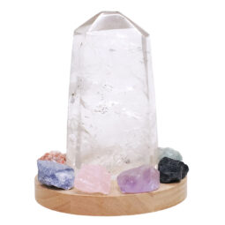 Clear Quartz Power Generator Package on 15cm LED Light Base P2253 | Crystal Factory