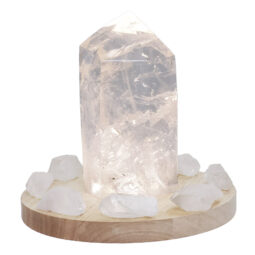 Clear Quartz Power Generator Package on 15cm LED Light Base P2254 | Crystal Factory