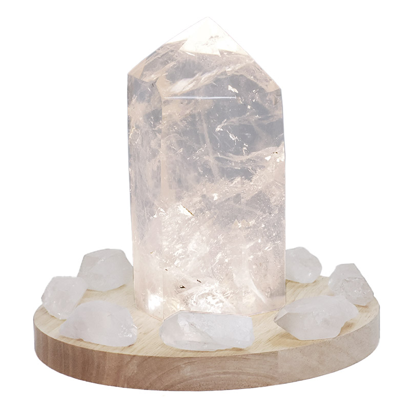 2.37kg Clear Quartz Power Generator Package on 20cm LED Light Base P2254 2 Clear Quartz Power Generator Package on 15cm LED Light Base P2254 | Crystal Factory