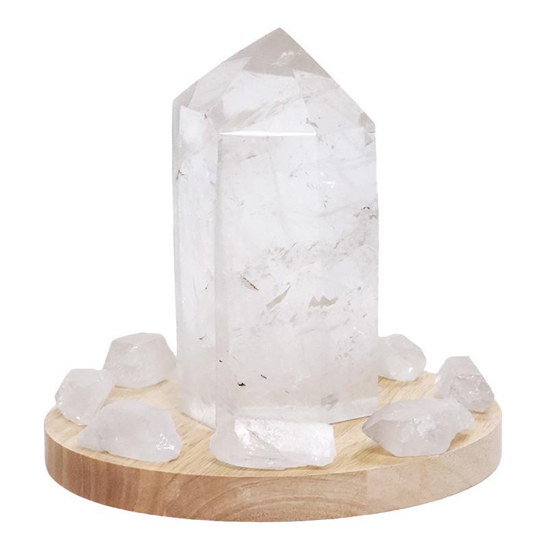 2.37kg Clear Quartz Power Generator Package on 20cm LED Light Base P2254 3 Clear Quartz Power Generator Package on 15cm LED Light Base P2254 | Crystal Factory