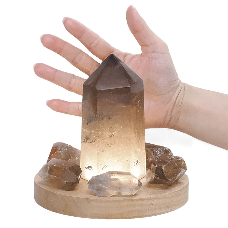 1.17kg Smoky Quartz Power Generator Package on 15cm LED Light Base P2247 6 Smoky Quartz Power Generator Package on 15cm LED Light Base P2247 | Crystal Factory