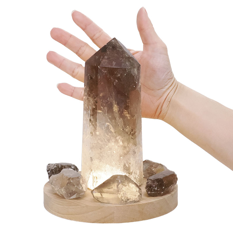 1.48kg Smoky Quartz Power Generator Package on 15cm LED Light Base P2248 6 Smoky Quartz Power Generator Package on 15cm LED Light Base P2248 | Crystal Factory