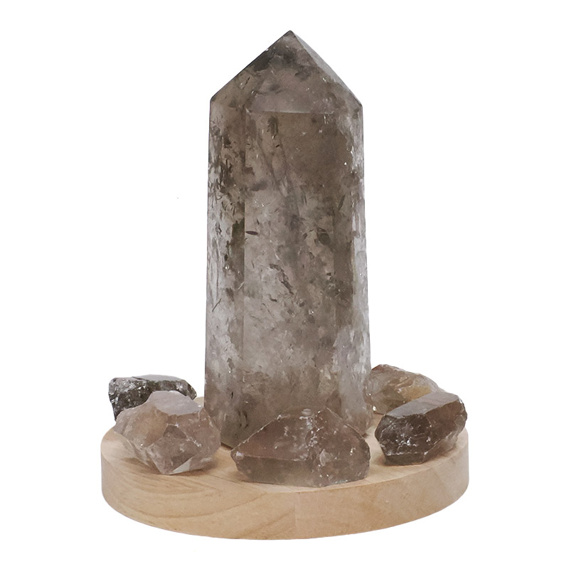 1.48kg Smoky Quartz Power Generator Package on 15cm LED Light Base P2248 4 Smoky Quartz Power Generator Package on 15cm LED Light Base P2248 | Crystal Factory